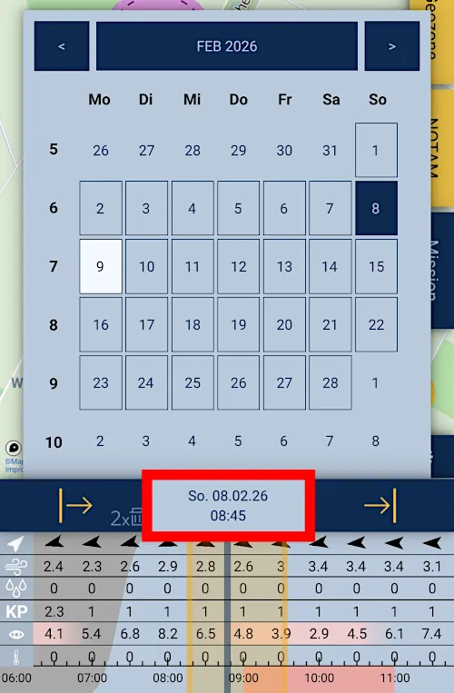 Kalender im ETANA SkyCompanion