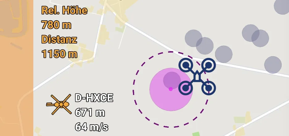 Verkehrswarnung im ETANA SkyCompanion