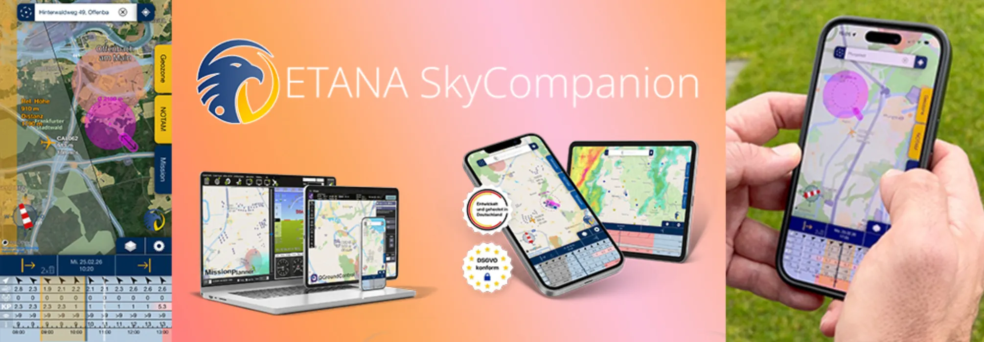 Screenshot of the Drohnen.de internet portal featuring a test of the SkyCompanion.
