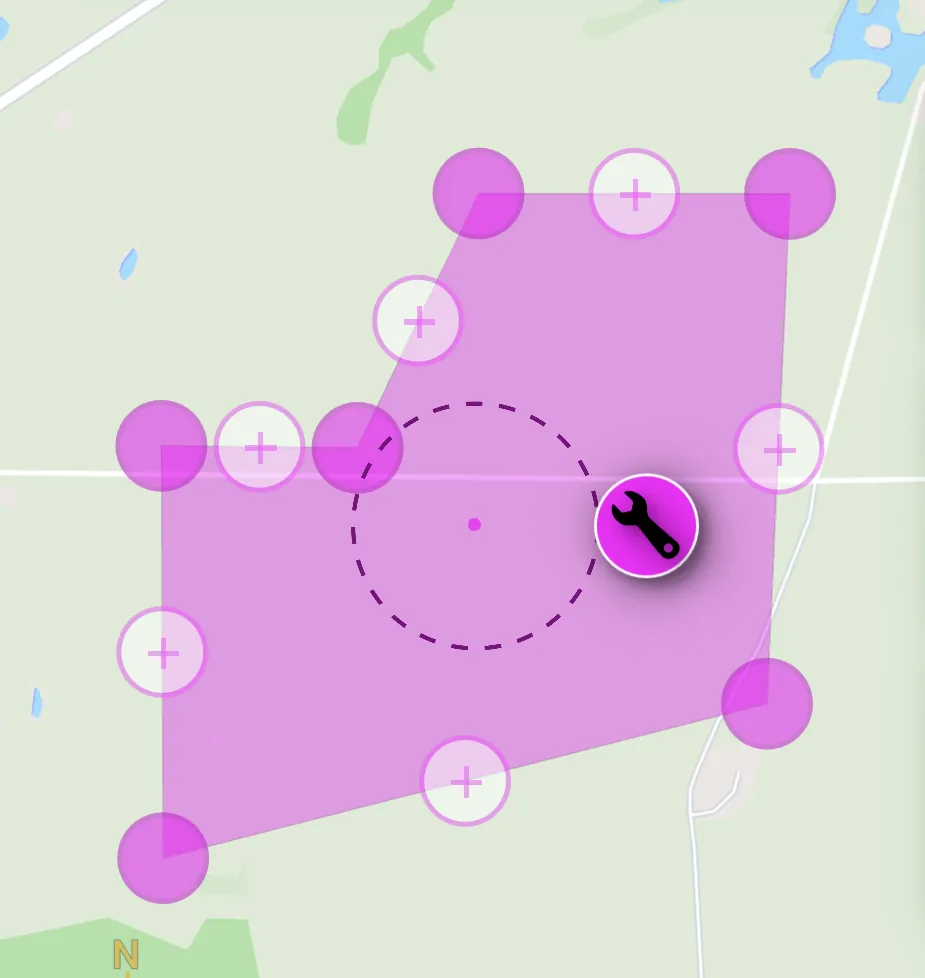 Missionsbereich als Polygon im ETANA SkyCompanion